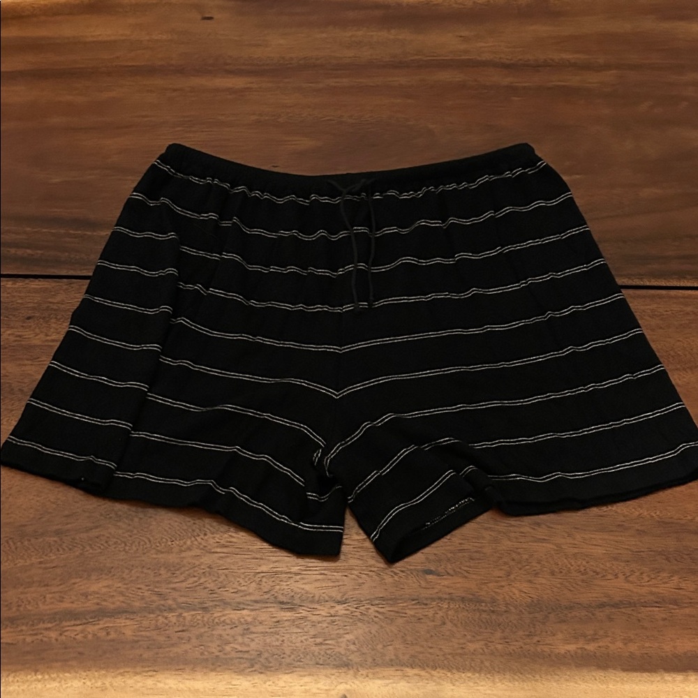 Vince Black and Tan Striped Lounge Shorts
